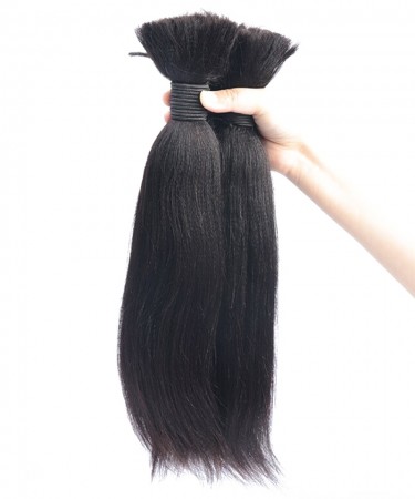 Light Yaki Straight Bulk Braiding Hair No Attachment 8-30 Inches