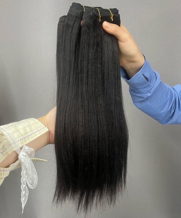 Light Yaki Straight Pu Clip In Human Hair Extensions For Sale
