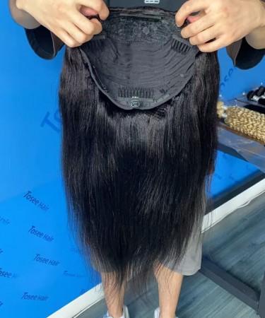 Light Yaki Straight Half Wig Human Hair For Women 10-30 Inches