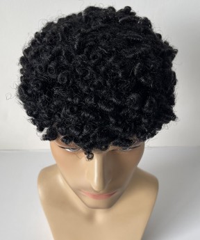 15MM Curly Human Hair 8X10 Lace Toupee For Men