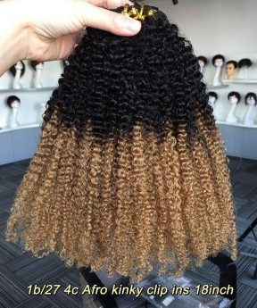1B/27 Ombre Two Tone Color Afro Kinky Curly Clip In Hair