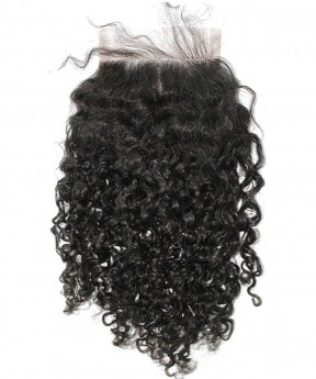 3B 3C Kinky Curly 5x5 Lace Closure Human Hair Pre Plucked
