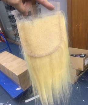 613 Blonde Color 6x6 Lace Closure Human Hair  Pre Plucked 
