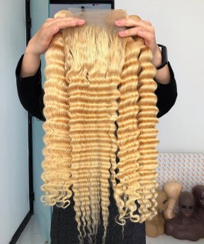 613 Deep Wave Lace Frontal Closures With Bundles 4 Pieces/set