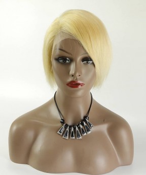 613 Color Pixie Wigs Human Hair Pre Plucked With Baby Hair