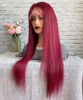 99J Color Straight 13x4 Transparent Lace Wigs For Women