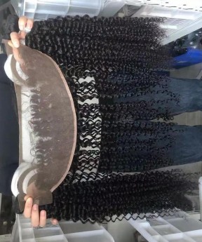 Kinky Curly 13X6 Lace Frontal Closures With Bundles