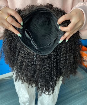 Afro Curly Half Wig Human Hair For Women 10-30 Inches None Lace 