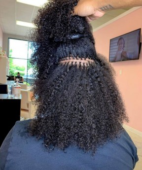 3B 3C Kinky Curly Nano Ring Human Hair Extensions