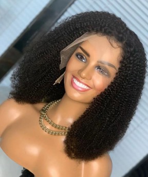 130% Density Afro Kinky Curly Lace Front Human Hair Wigs