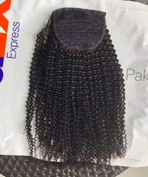 Afro Kinky Curly Wrap Ponytail Human Hair Extensions