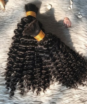 Kinky Curly Human Braiding Hair Bulk No Attachment 