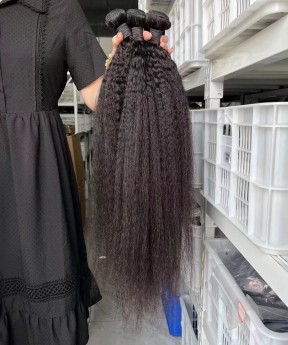 Kinky Straight Peruvian Human Hair Weaves Bundles Deal
