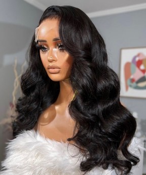180% Density Body Wave Lace Closure Human Hair Wigs For Black Women