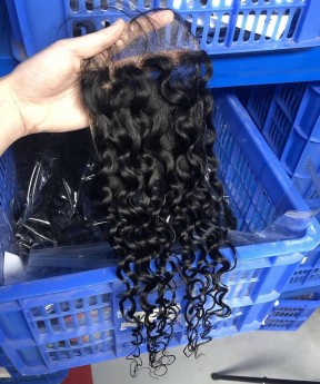 Water Wave Human Hair 6x6 Lace Closure With Baby Hair