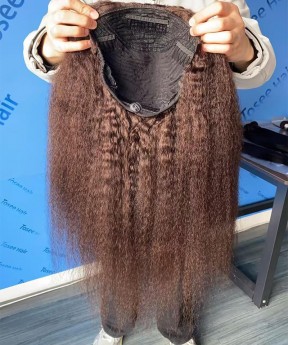 Kinky Straight Half Wig Human Hair For Women 10-30 Inches None Lace