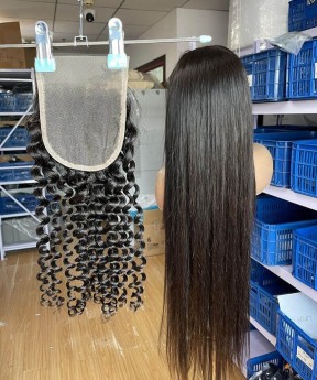 Kinky Curly Human Hair Lace Closure 4x4 Lace Size