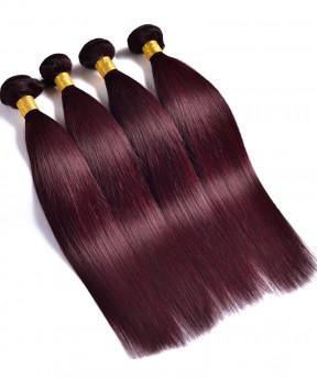 Dark 99J Color Straight Brazilian Virgin Hair 3 Pcs