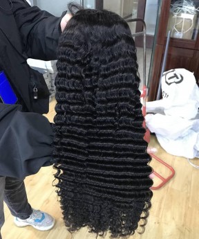 Deep Wave 13X6 Lace Front Wigs With Fake Scalp Pre Plucked