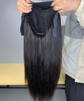 Cheap Straight Headband Human Hair None Lace Wigs