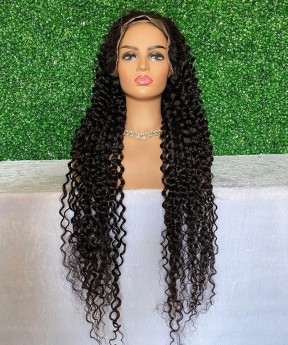 180% Deep Curly Silk Base 13X4 Lace Front Human Hair Wigs
