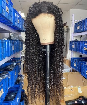 Kinky Curly Silk Base Full Lace Human Hair Wigs 130% Density