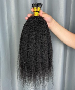 Kinky Straight I Tip Hair Extension 100 Pieces For One Set