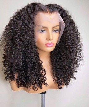 3B 3C Kinky Curly 130% Full Lace Wigs For Black Women