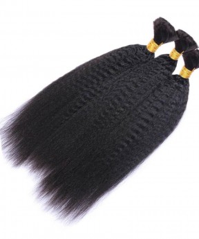 Kinky Straight Human Braiding Hair Bulk No Attachment 