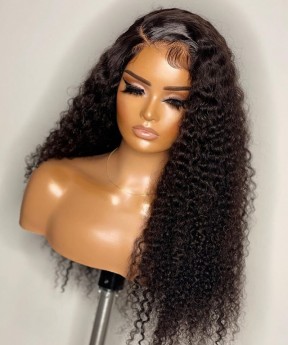 Transparent 360 Lace Frontal Wig Kinky Curly Pre Plucked