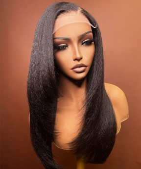 Kinky Straight 6X6 Lace Closure Wig HD Lace Closure Wig 180% Density