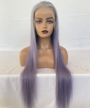 Light Purple Color Straight Human Hair Wigs For Black Women