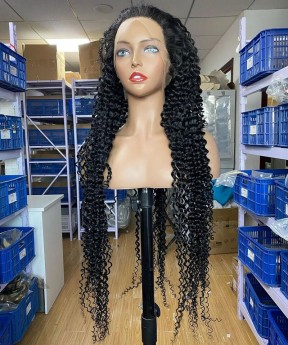 Kinky Curly 370 Lace Frontal Wig Pre Plucked With Baby Hair