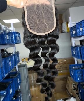 Loose Wave 4X4 Lace Closures Human Hair Pre Plucked