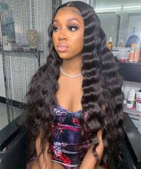 Loose Wave Full Lace Human Hair Wigs Pre Plucked 130% Density Quality