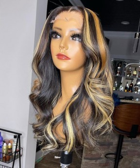 Ombre Colored T Part Wigs Body Wave 250% Density