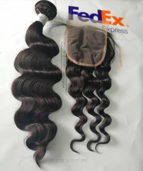 Loose Wave Human Hair Bundles With Lace Closures