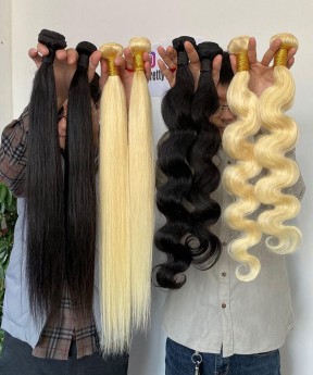 613 Blonde Color Straight Indian Human Hair Weave Bundles