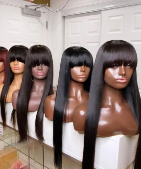 Brazilian Transparent 13X6 Lace Front Human Hair Bang Wigs