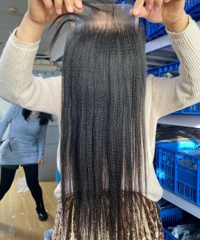 7x7 Lace Closure Coarse Yaki Straight 8-24 Inches Human Hair Closures