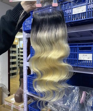 1B/613 Ombre Blonde Color Body Wave 5x5 Lace Closure