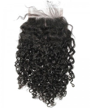3B 3C Kinky Curly 5x5 Lace Closure Human Hair Pre Plucked