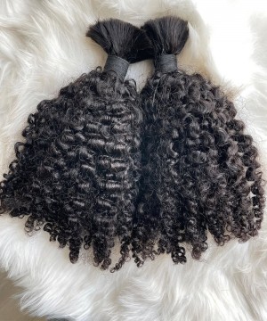 3B 3C Kinky Curly Braiding Human Hair Bulk No Attachment 