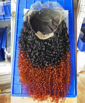 1B/350 Colored Curly Human Hair Lace Front Wigs Sales