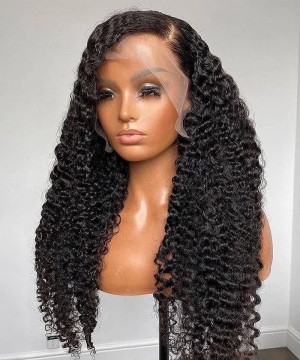 3B 3C Kinky Curly 370 Lace Frontal Wig Pre Plucked 