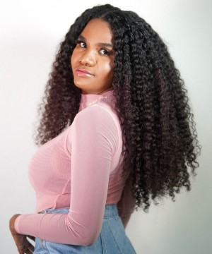 3B3C Kinky Curly Human Hair Wigs 180% Density 6x6 HD Lace Closure Wigs