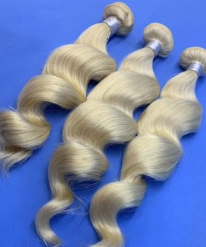 613 Blonde Color Loose Wave Brazilian Virgin Hair 3Pics
