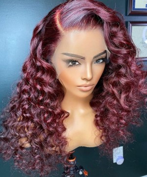 99J Color Loose Wave Transparent 13X4 Lace Wigs