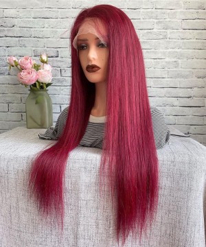 99J Color Straight 13x4 Transparent Lace Wigs For Women