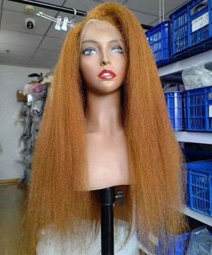 #27 Color Kinky Straight Wigs For Black Women 150% Density